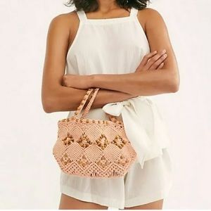 FREE PEOPLE Pink Leighanne Beaded Crochet Clutch